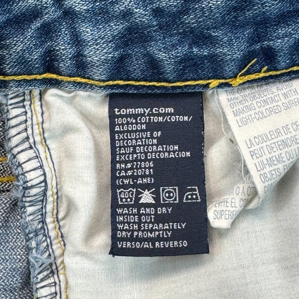 Tommy Hilfiger Womens Shorts Blue Denim Cotton Medium Wash Slash Pocket Size 12 - Picture 7 of 12